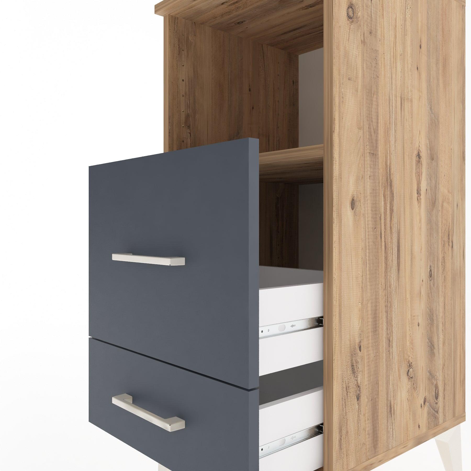 Woodntry Modular Nightstand Pine 44x44x84 cm with Drawers and Shelves CR12-3