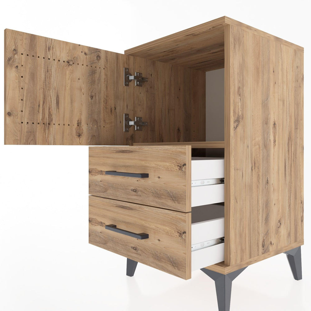 Woodntry Modular Nightstand Pine 44x44x68 cm with Cover and Drawer KC12-3