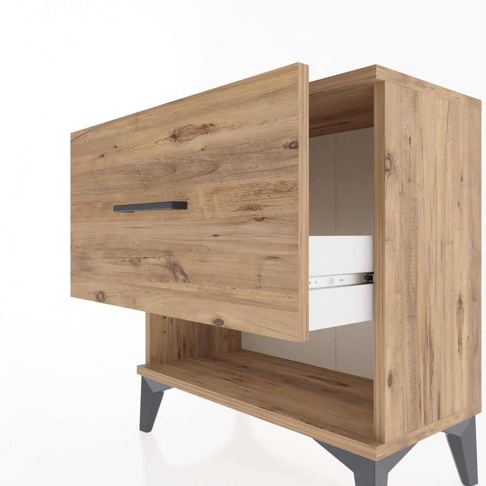 Woodntry Modular Nightstand Pine 60x30x52 cm with Drawers and Shelves CR12-3