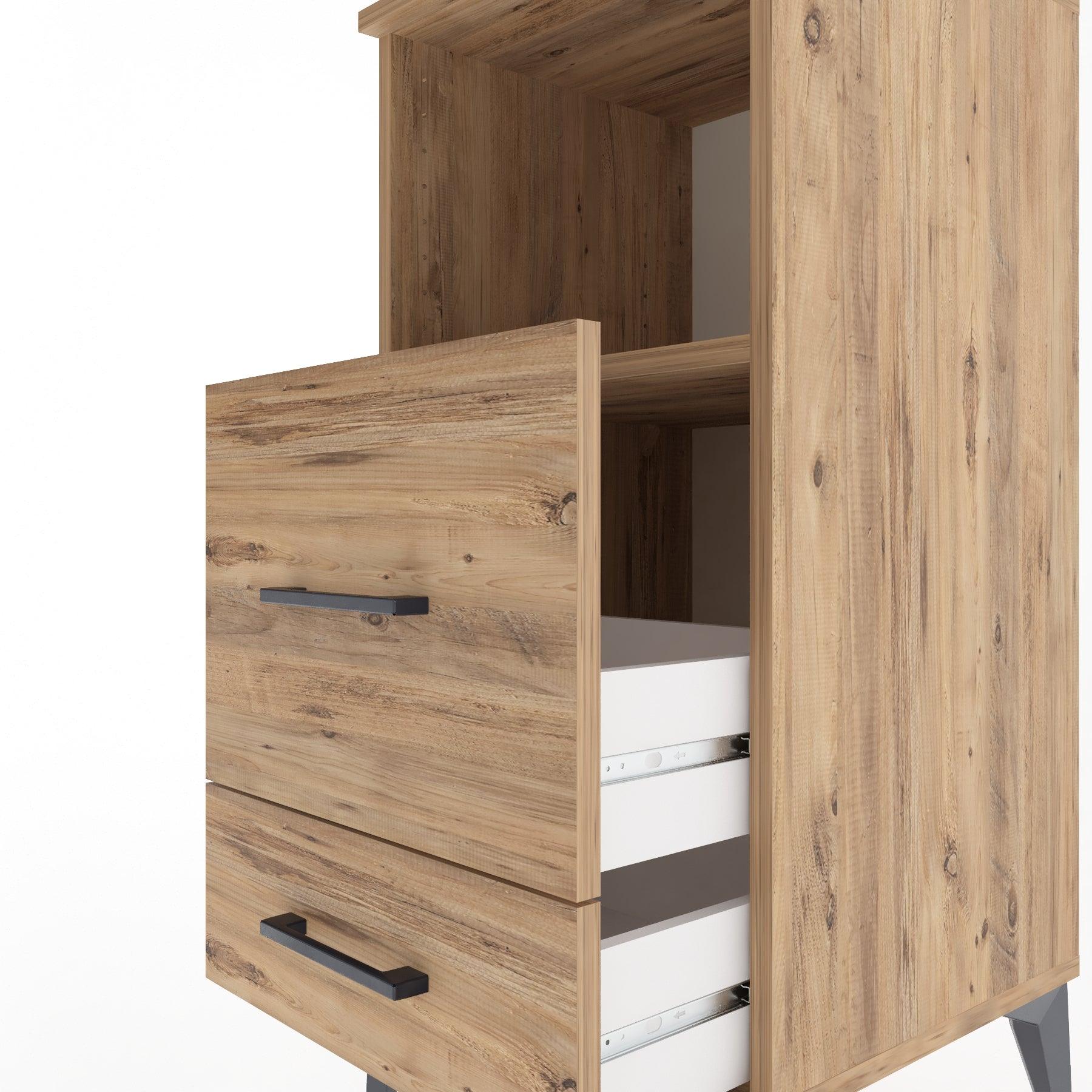 Woodntry Modular Nightstand Pine 44x44x84 cm with Drawers and Shelves CR12-3