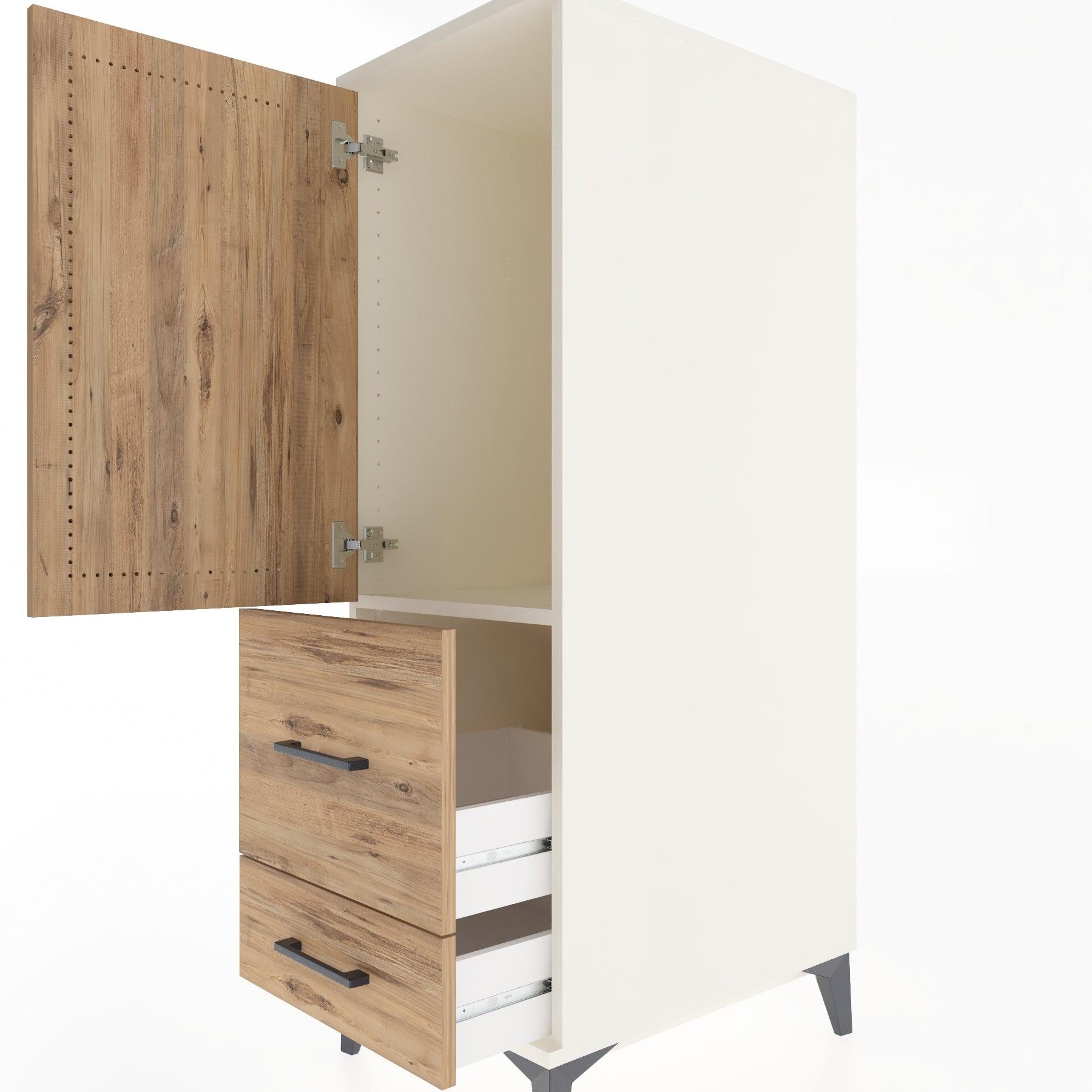 Woodntry Modular Cabinet Moonstone 44x59x122 cm with Doors and Drawers KC113-1