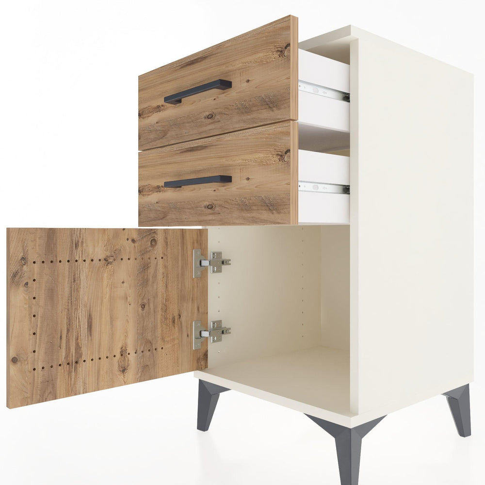 Woodntry Modular Nightstand Moonstone 44x44x68 cm with Cover and Drawer KC13-1