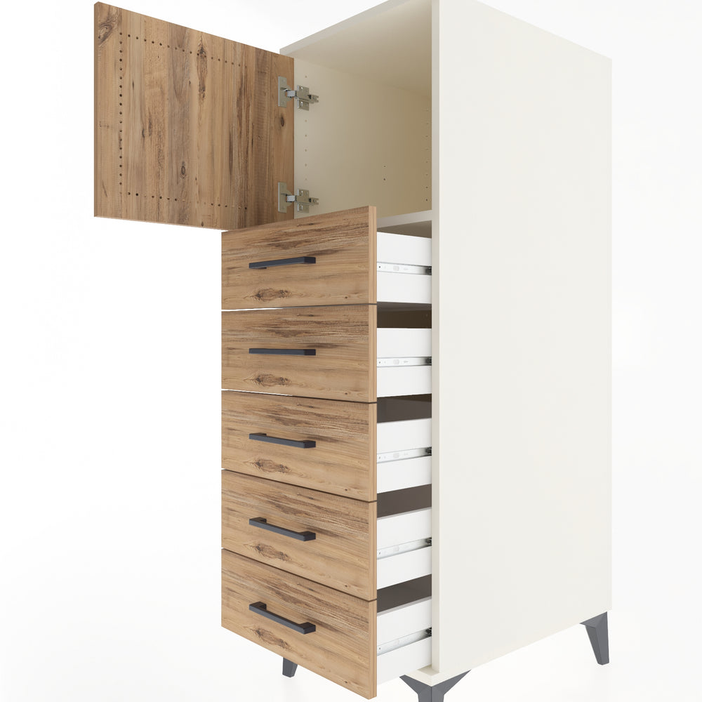Woodntry Modular Cabinet Moonstone 44x59x122 cm with Doors and Drawers KC63-1
