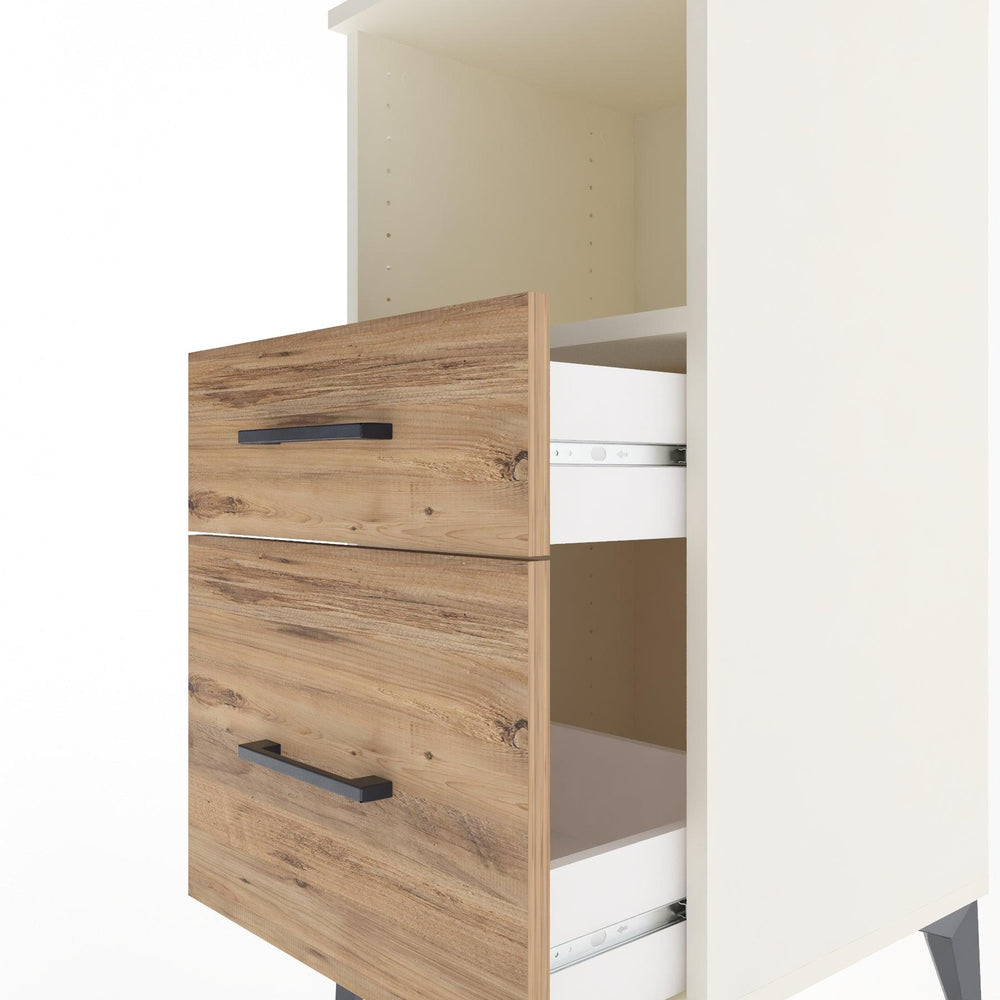 Woodntry Modular Nightstand Moonstone 44x44x84 cm with Drawer and Shelf CR13-1