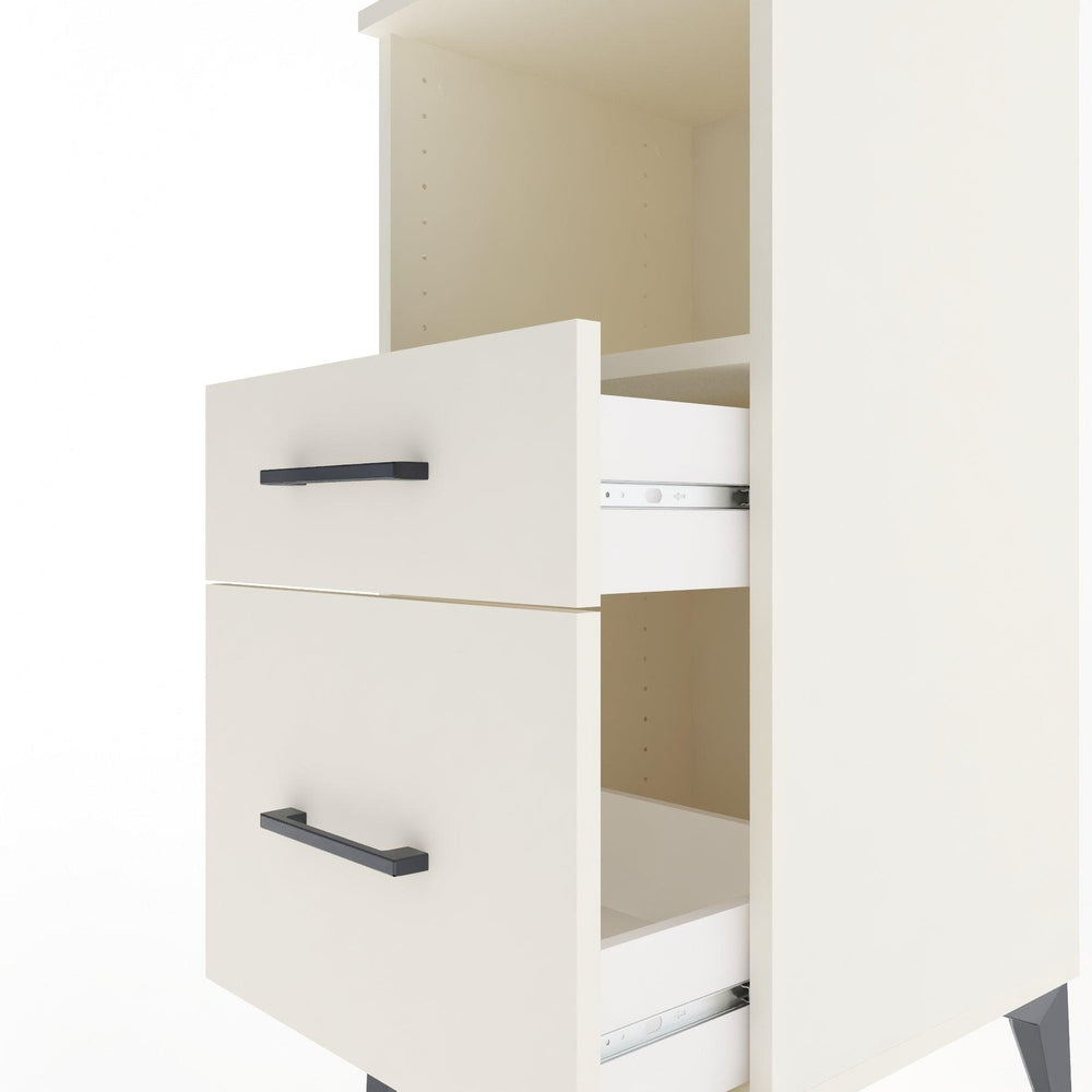 Woodntry Modular Nightstand Moonstone 44x44x84 cm with Drawer and Shelf CR13-1