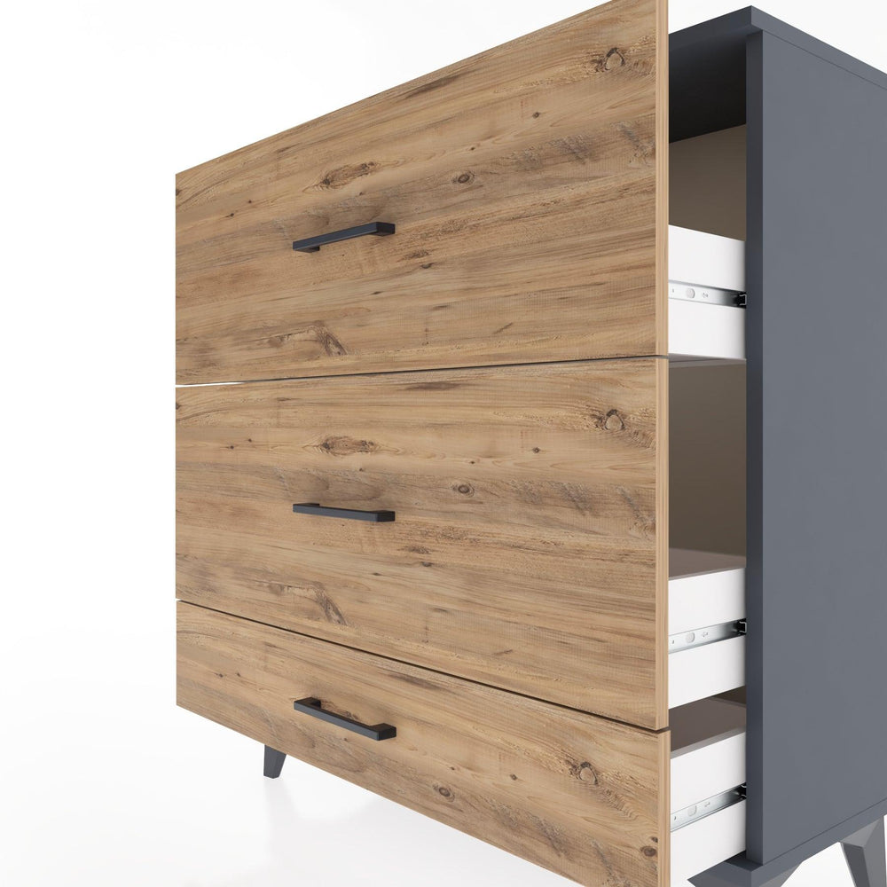 Woodntry Modüler Şifonyer Antrasit 88x30x84 cm Çekmeceli C13-2