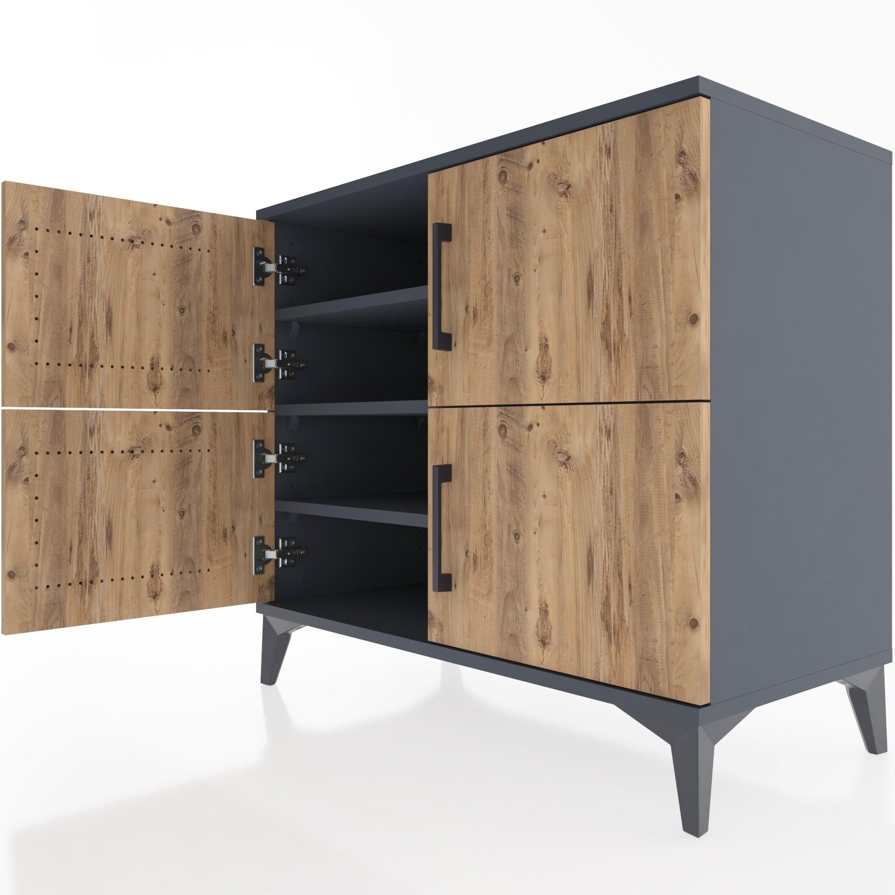 Woodntry Modüler Şifonyer Antrasit 88x44x68 cm Kapaklı K13-2
