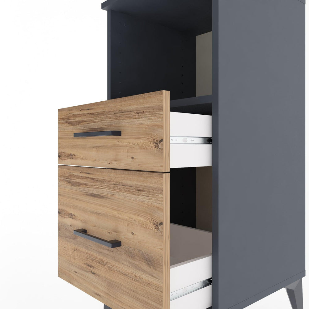 Woodntry Modular Nightstand Anthracite 44x44x84 cm with Drawers and Shelves CR13-2