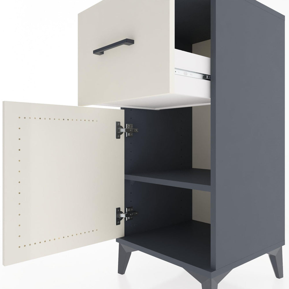 Woodntry Modular Nightstand Anthracite 44x44x84 cm with Cover and Drawer KC35-2