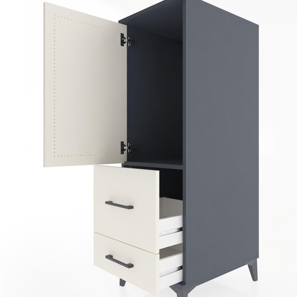 Woodntry Modular Cabinet Anthracite 44x30x122 cm with Doors and Drawers KC13-2