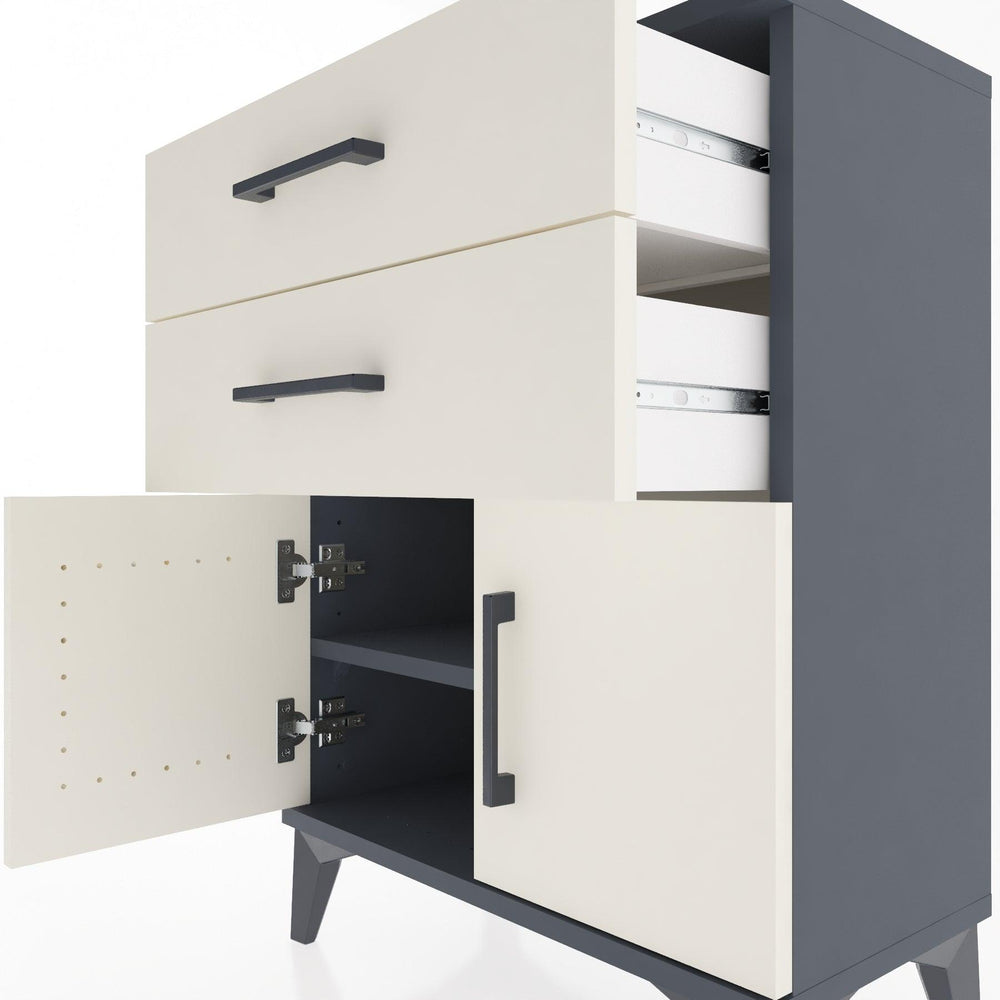 Woodntry Modüler Komodin Antrasit 60x30x68 cm Kapaklı ve Çekmeceli KC13-2