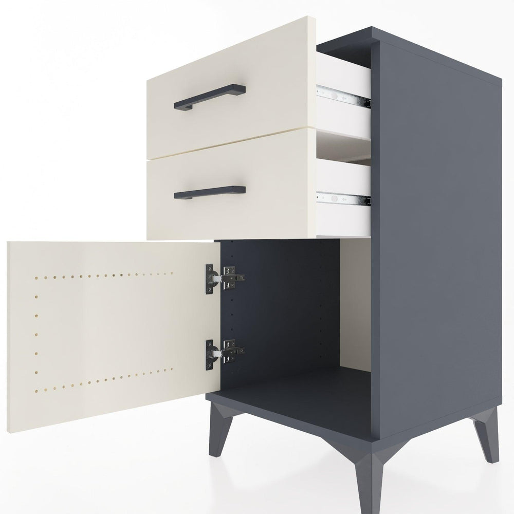 Woodntry Modular Nightstand Anthracite 44x44x68 cm with Cover and Drawer KC13-2
