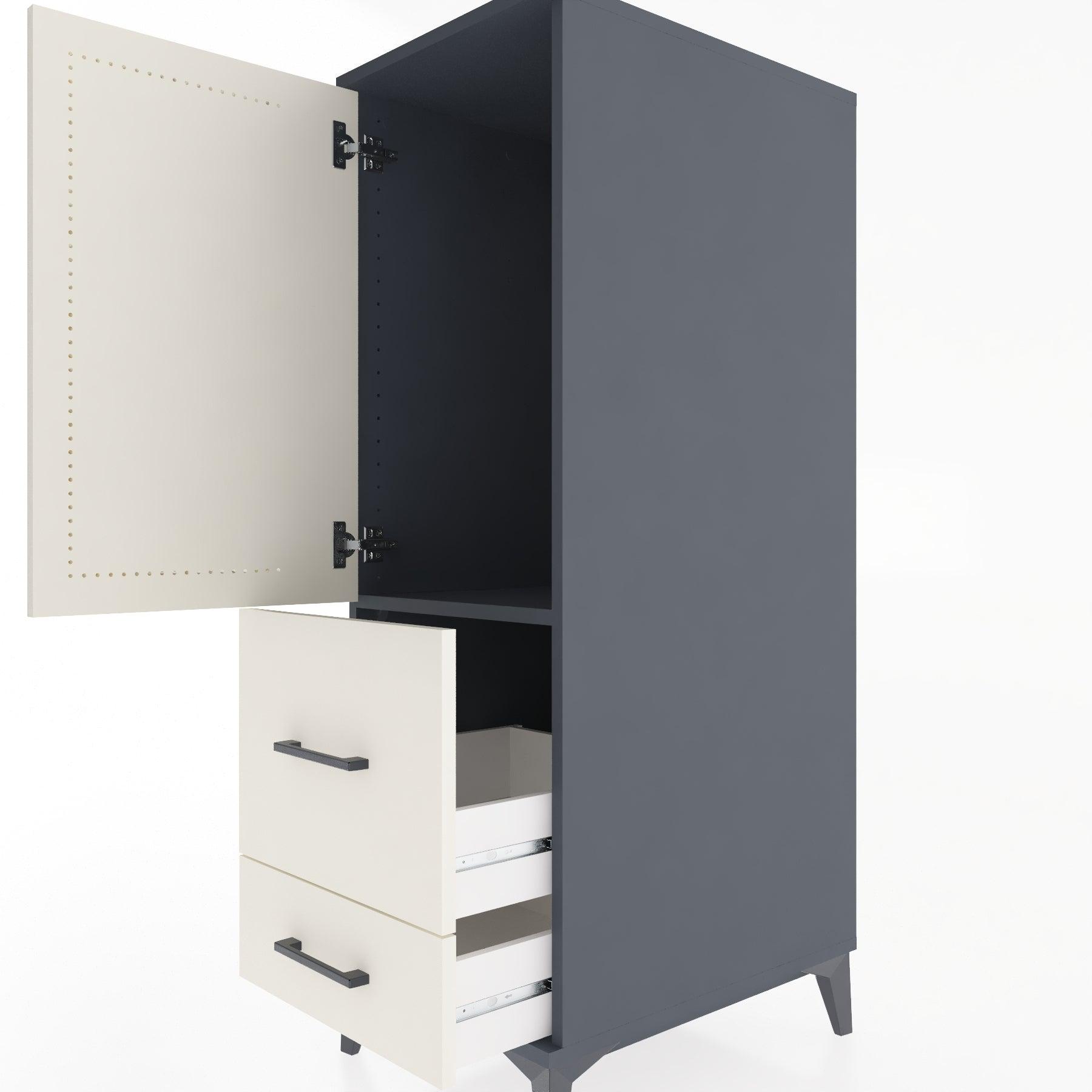 Woodntry Modular Cabinet Anthracite 44x59x122 cm with Doors and Drawers KC113-2