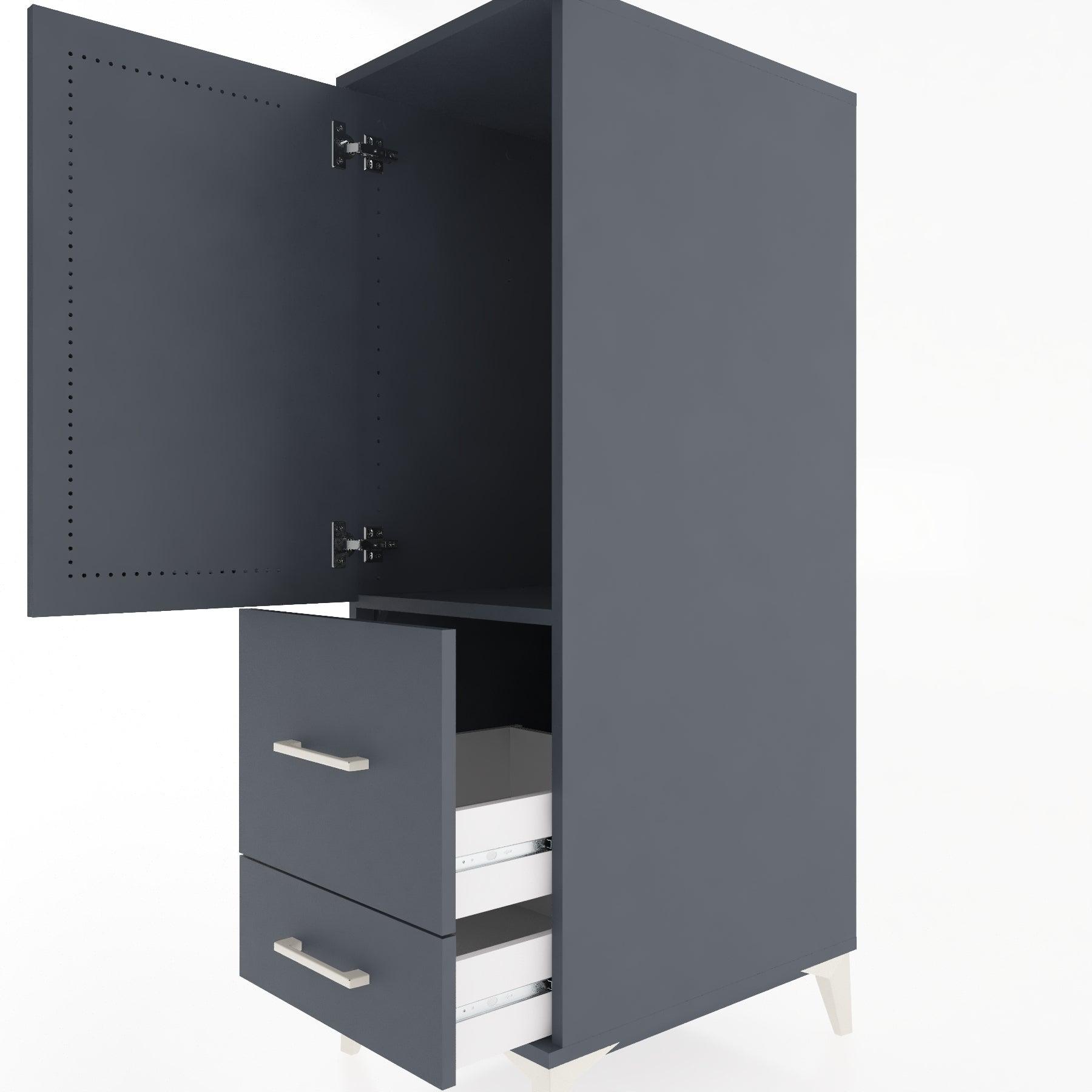 Woodntry Modular Cabinet Anthracite 44x59x122 cm with Doors and Drawers KC113-2