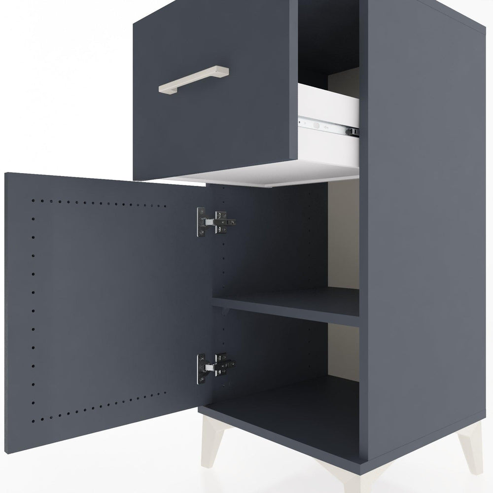 Woodntry Modular Nightstand Anthracite 44x44x84 cm with Cover and Drawer KC35-2