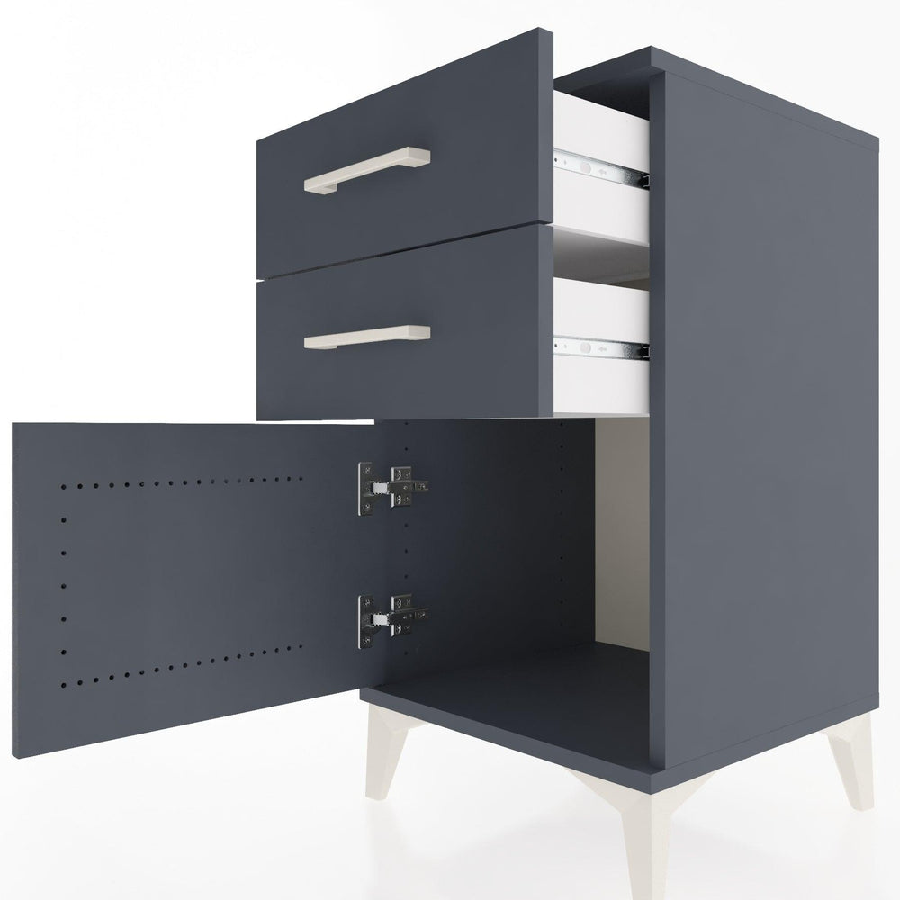 Woodntry Modular Nightstand Anthracite 44x44x68 cm with Cover and Drawer KC13-2