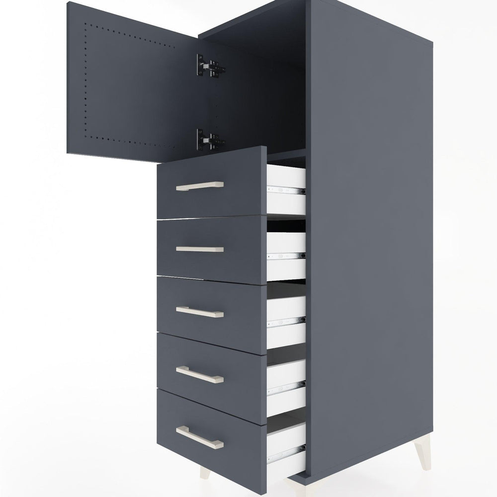 Woodntry Modular Cabinet Anthracite 44x30x122 cm with Doors and Drawers KC63-2