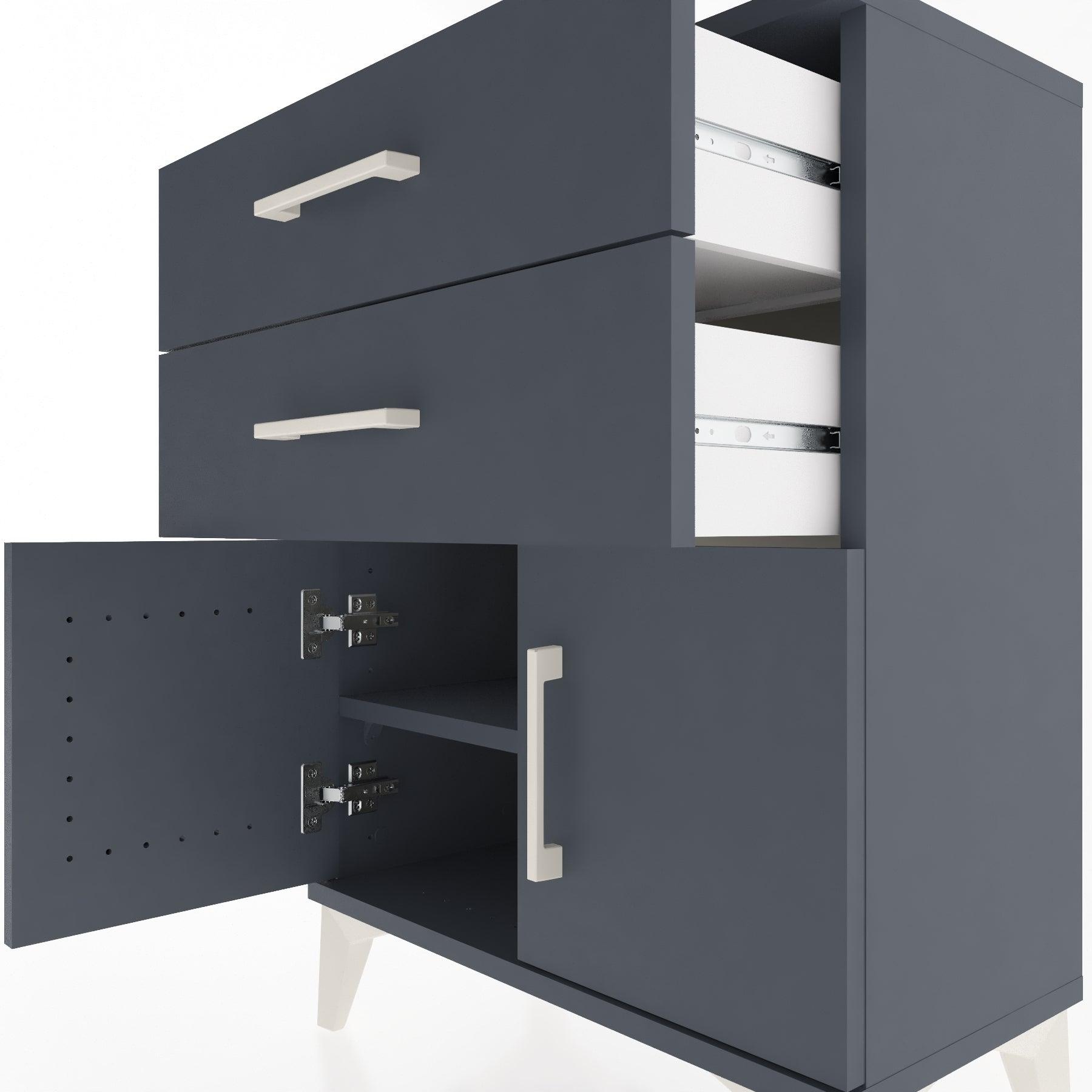 Woodntry Modular Nightstand Anthracite 60x30x68 cm with Cover and Drawer KC13-2