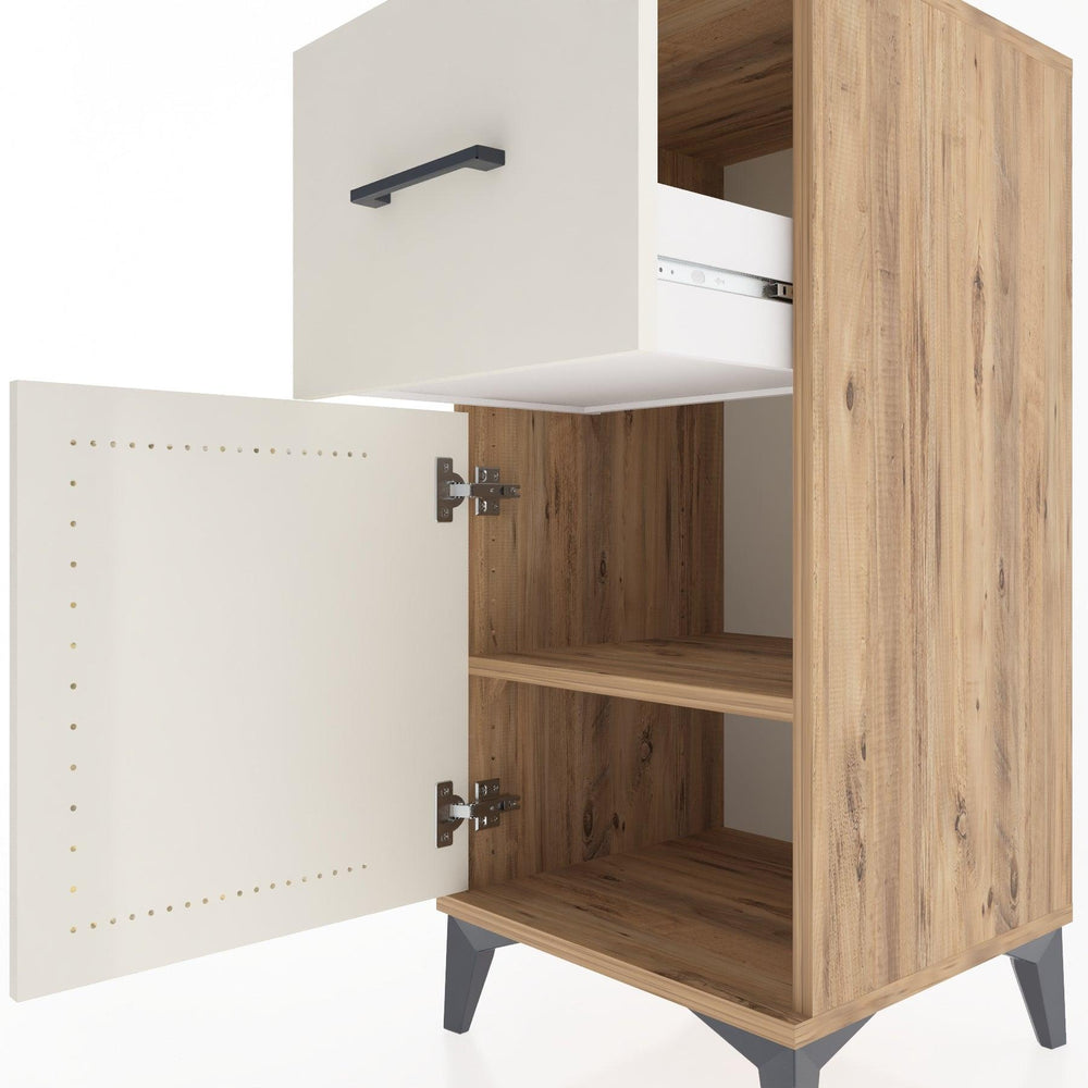 Woodntry Modular Nightstand Pine 44x44x84 cm with Cover and Drawer KC35-3