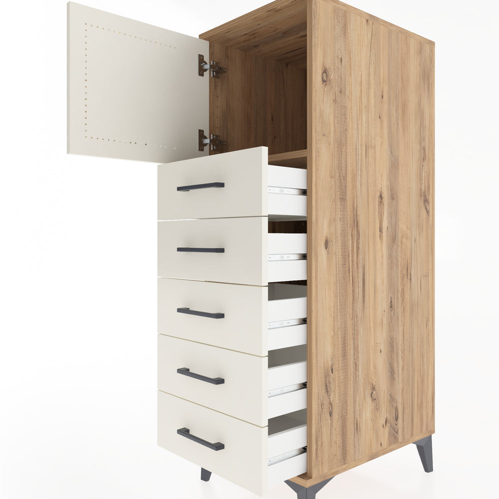 Woodntry Modular Cabinet Pine 44x59x122 cm with Doors and Drawers KC63-3
