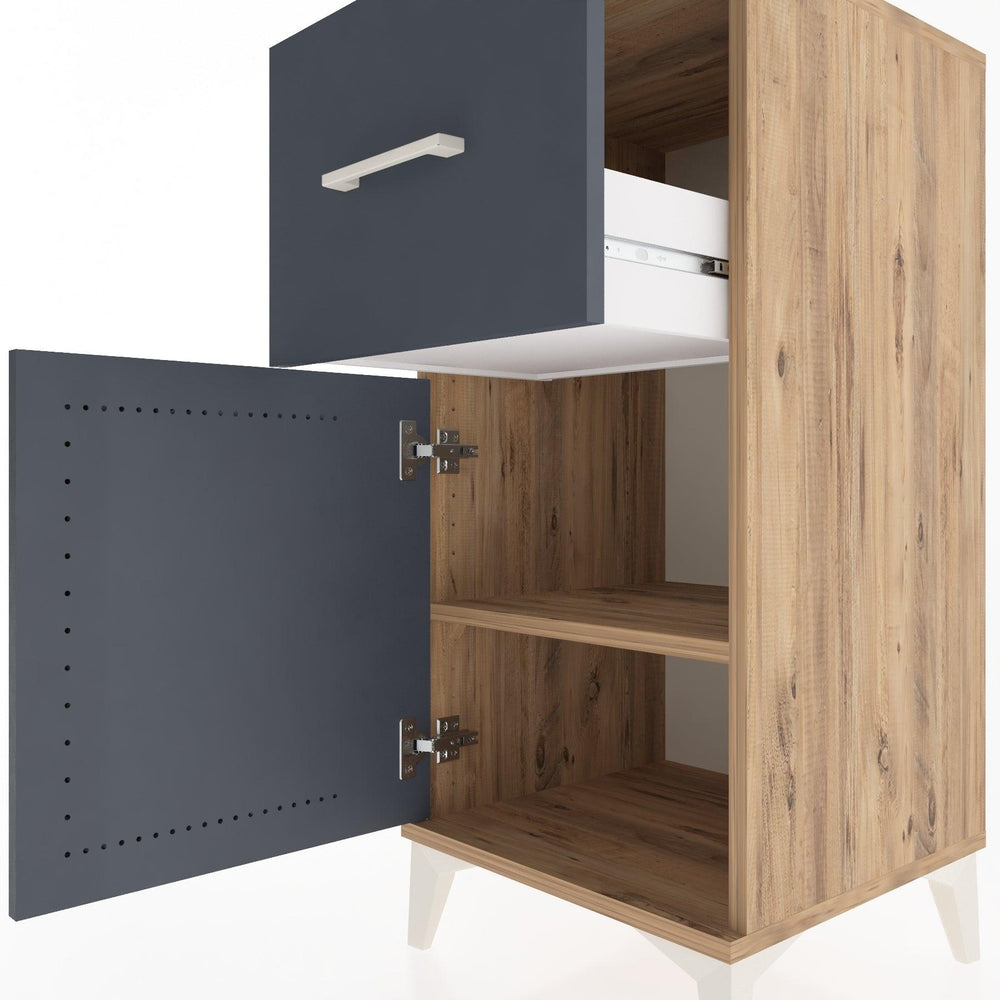 Woodntry Modular Nightstand Pine 44x44x84 cm with Cover and Drawer KC35-3