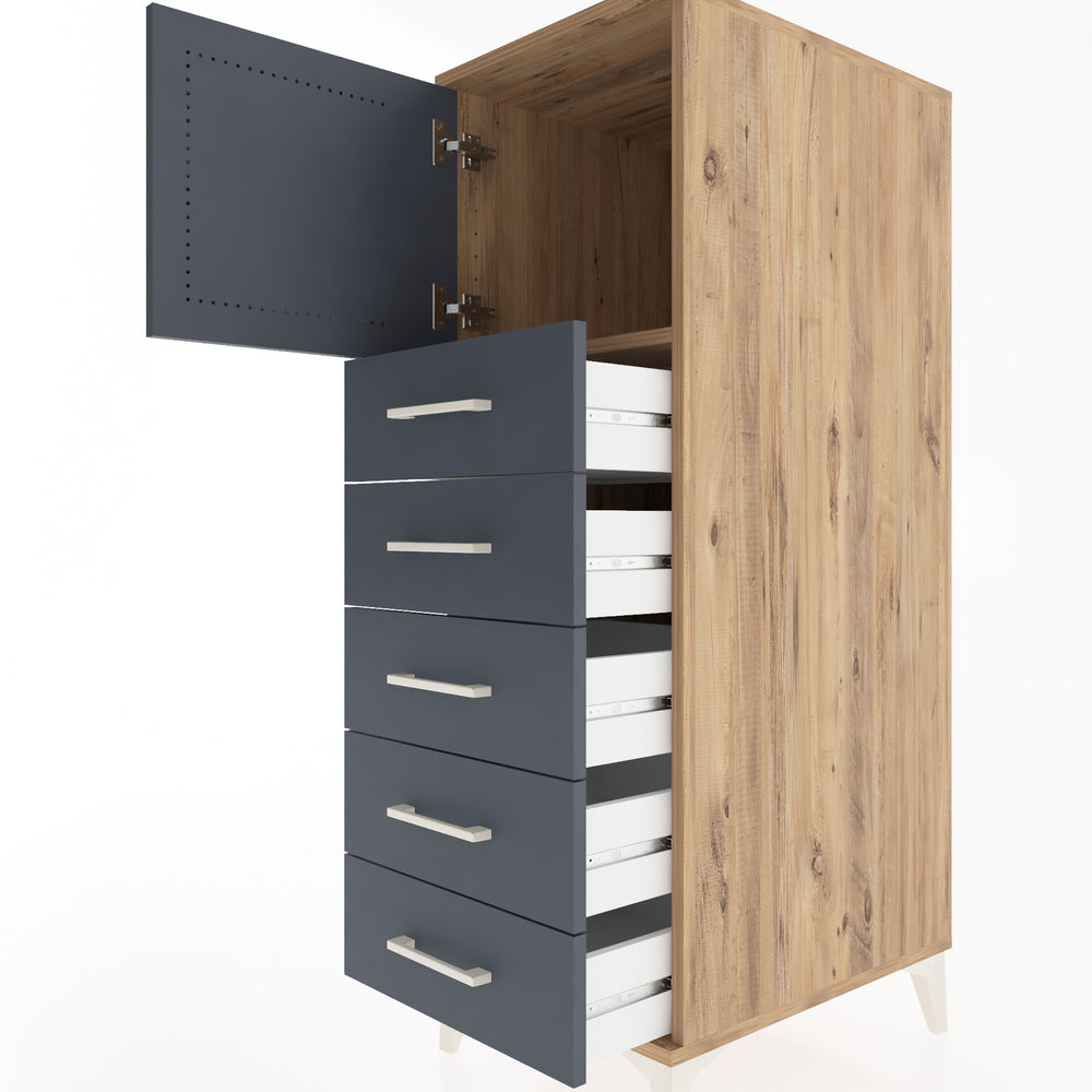 Woodntry Modular Cabinet Pine 44x59x122 cm with Doors and Drawers KC63-3