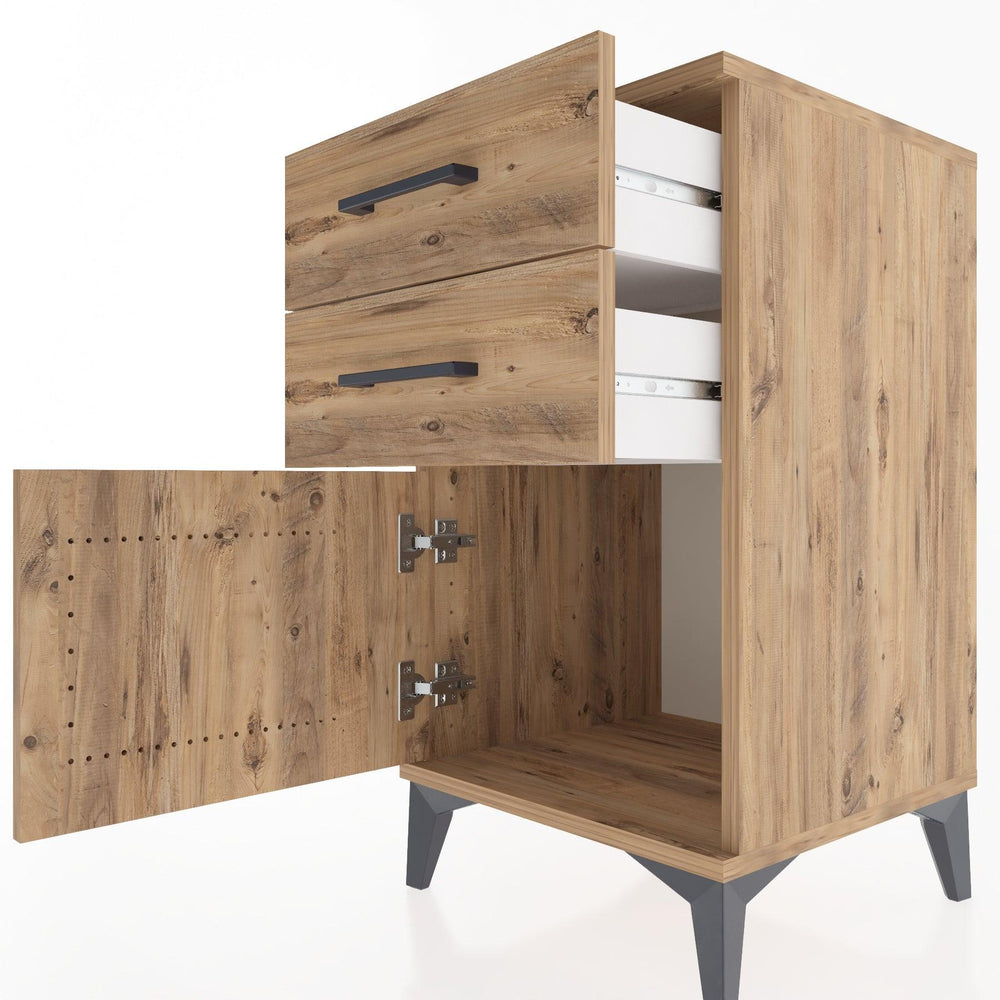 Woodntry Modular Nightstand Pine 44x44x68 cm with Cover and Drawer KC13-3