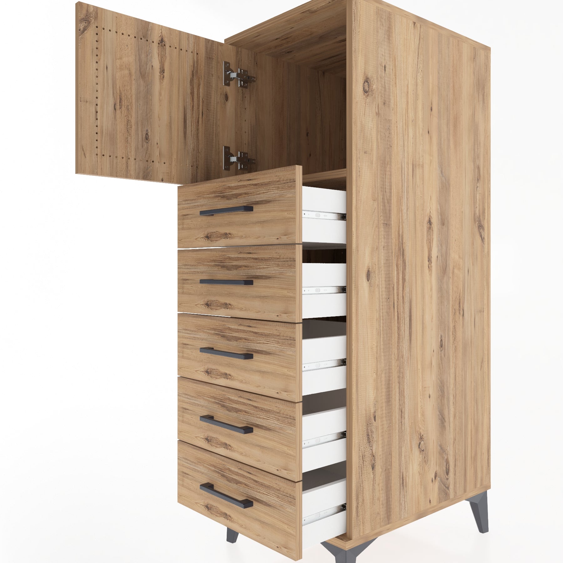 Woodntry Modular Cabinet Pine 44x59x122 cm with Doors and Drawers KC63-3