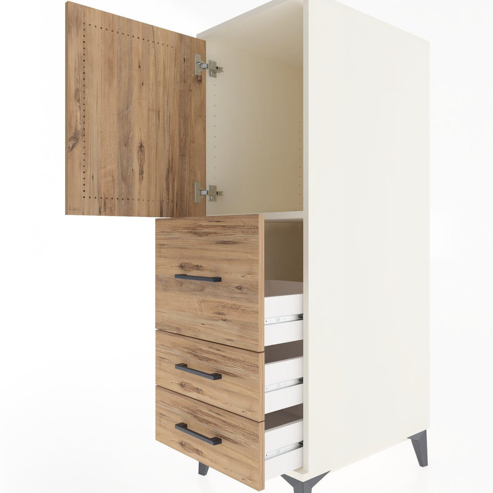 Woodntry Modüler Dolap Aytaşı 44x59x122 cm Kapaklı ve Çekmeceli KC14-1