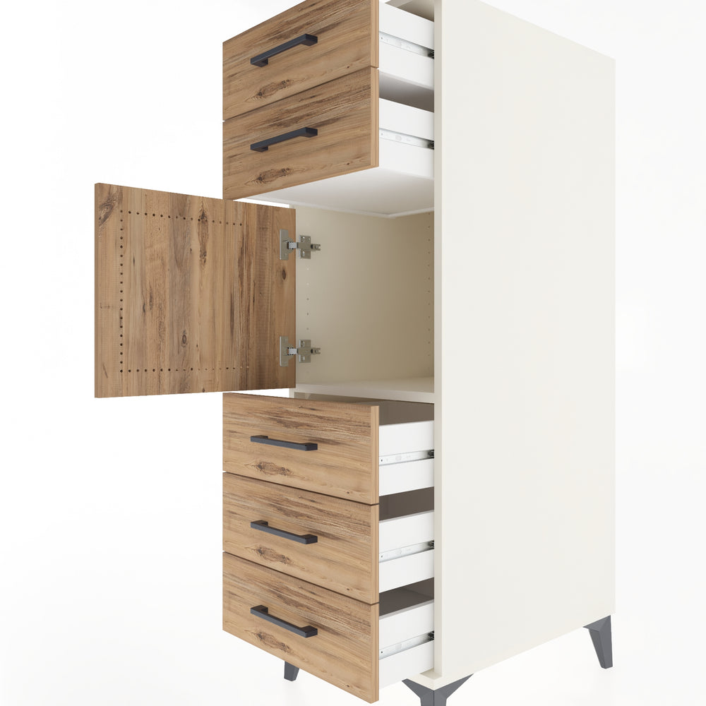 Woodntry Modular Cabinet Moonstone 44x59x122 cm with Doors and Drawers KC64-1