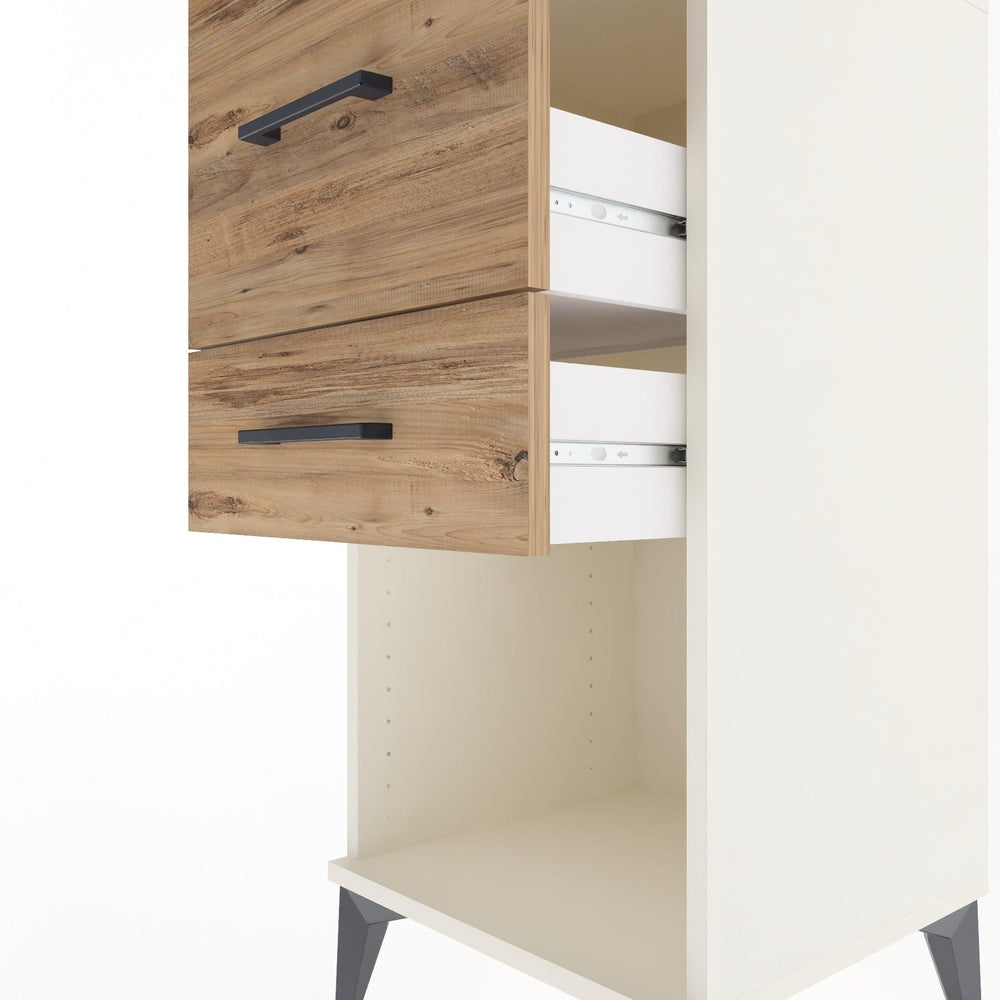 Woodntry Modular Nightstand Moonstone 44x44x84 cm with Drawer and Shelf CR14-1