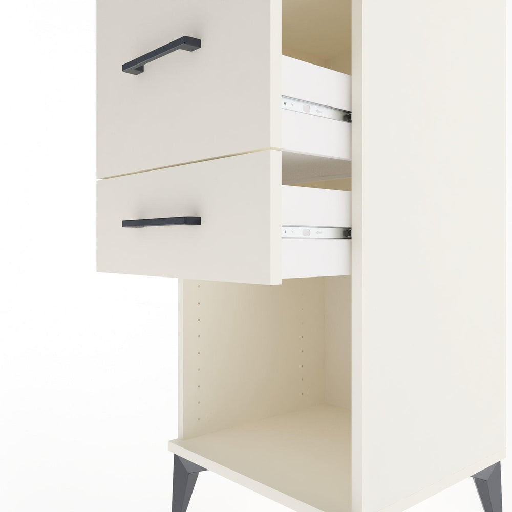 Woodntry Modular Nightstand Moonstone 44x44x84 cm with Drawer and Shelf CR14-1