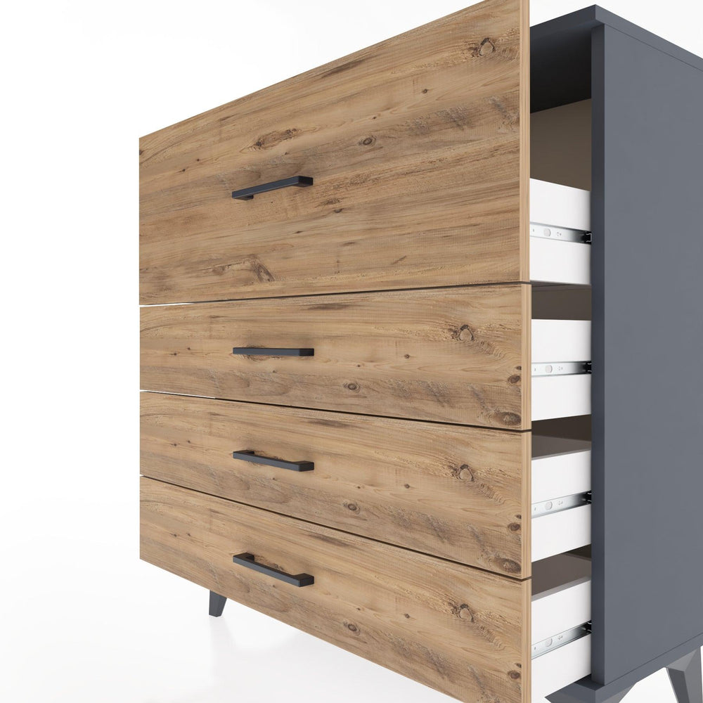 Woodntry Modüler Şifonyer Antrasit 88x30x84 cm Çekmeceli C14-2