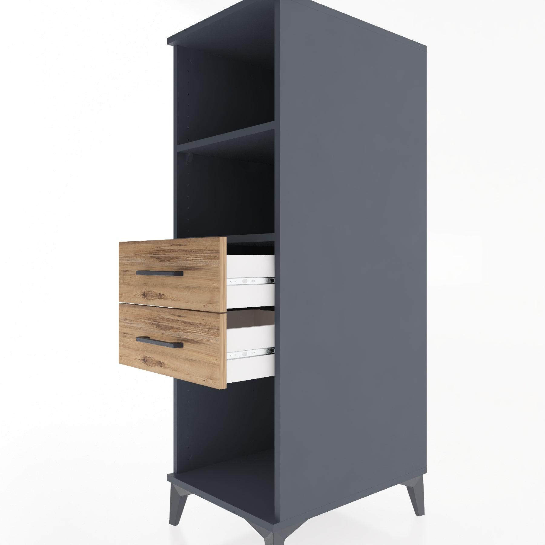 Woodntry Modular Cabinet Anthracite 44x30x122 cm with Drawers and Shelves CR114-2