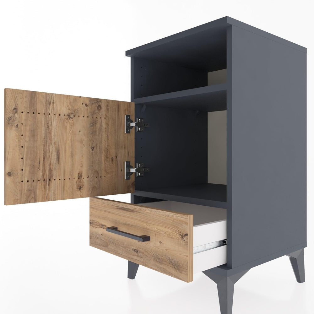 Woodntry Modular Nightstand Anthracite 44x44x68 cm Functional F14-2