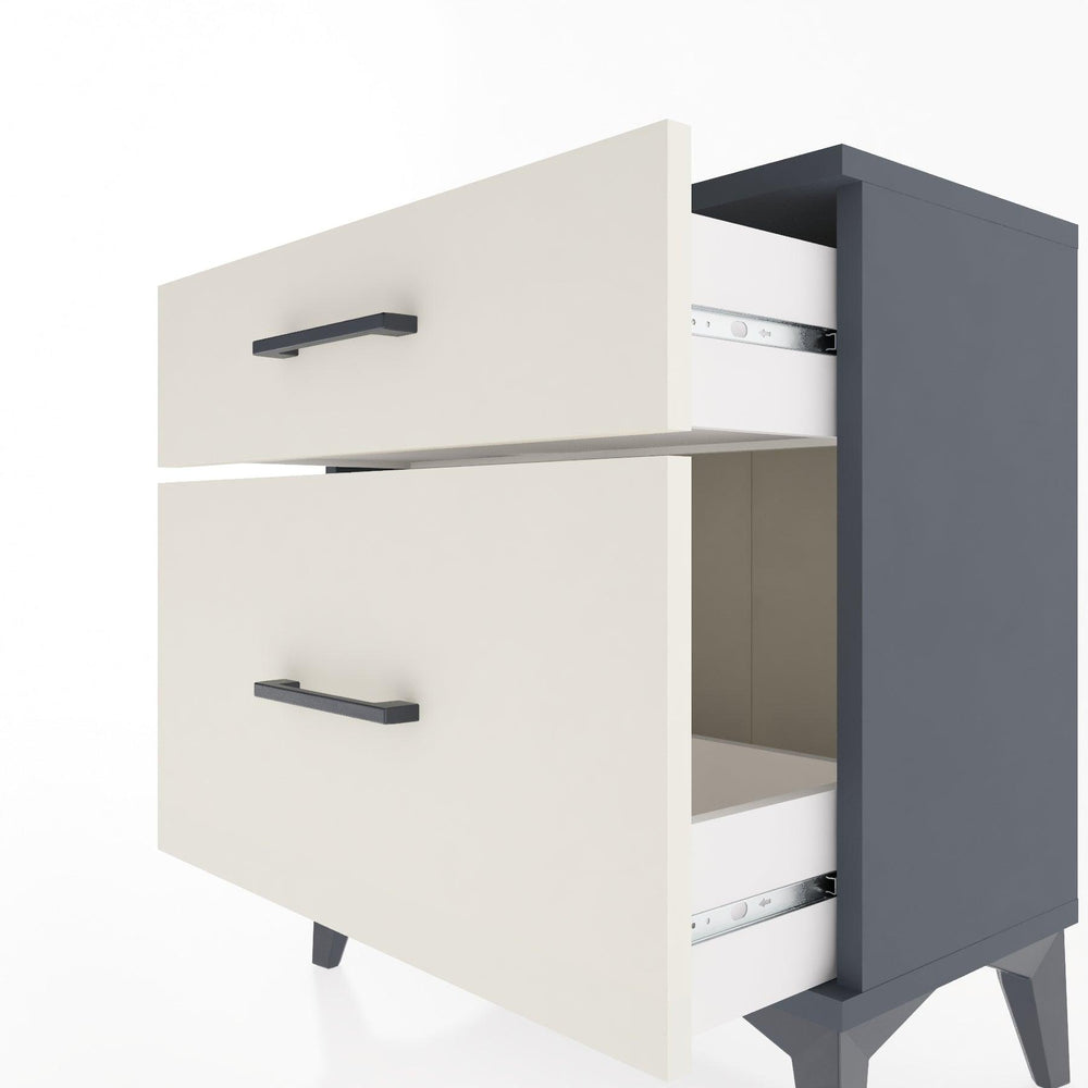 Woodntry Modular Nightstand Anthracite 60x30x52 cm with Drawer and Shelf CR14-2