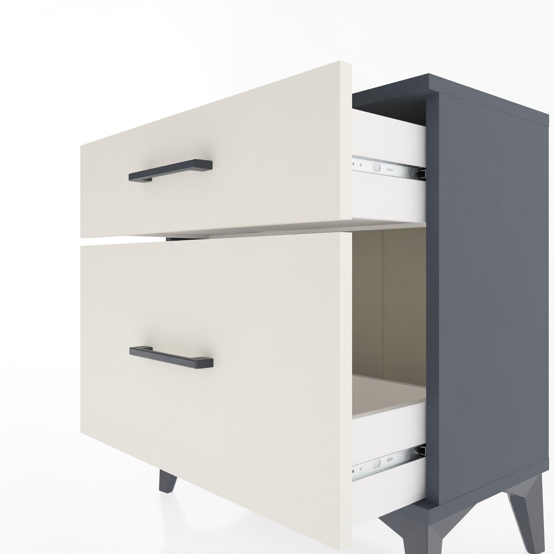 Woodntry Modular Nightstand Anthracite 60x30x52 cm with Drawer and Shelf CR14-2