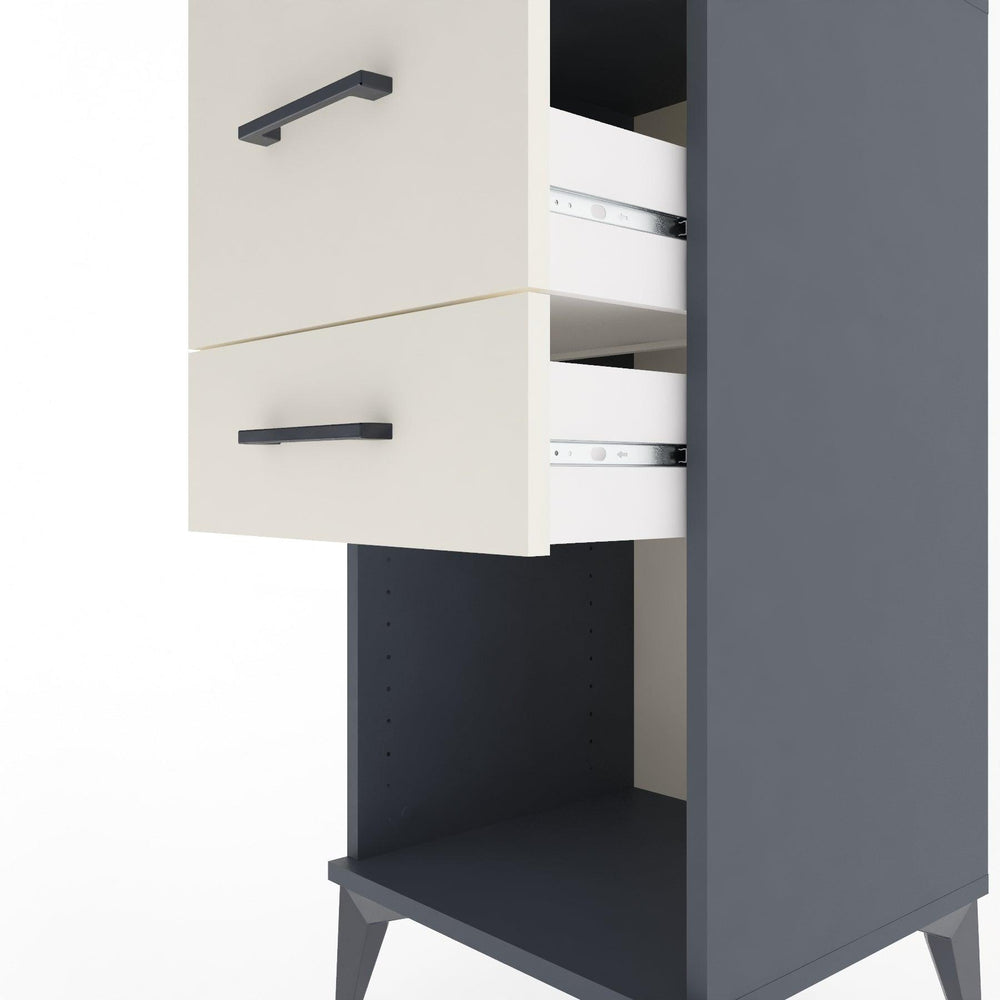 Woodntry Modüler Komodin Antrasit 44x44x84 cm Çekmeceli ve Raflı CR14-2