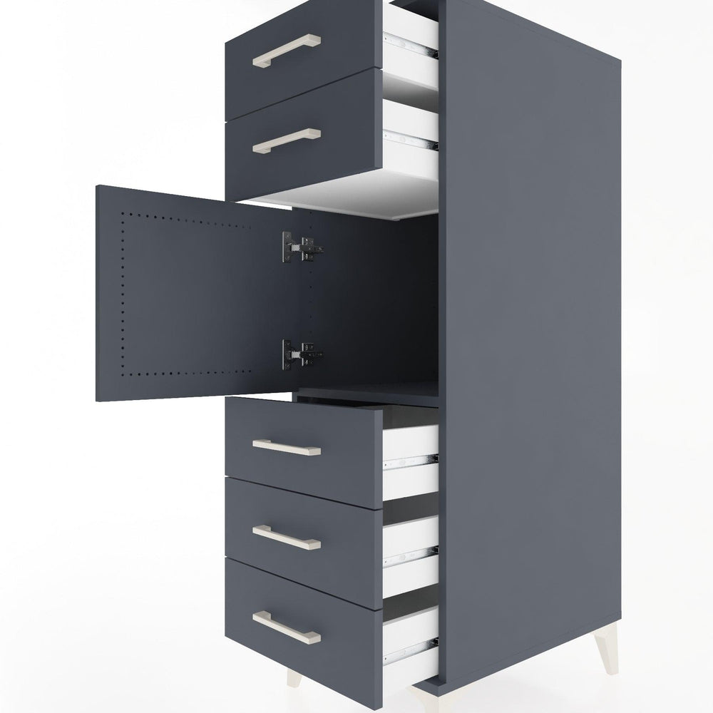 Woodntry Modular Cabinet Anthracite 44x30x122 cm with Doors and Drawers KC64-2