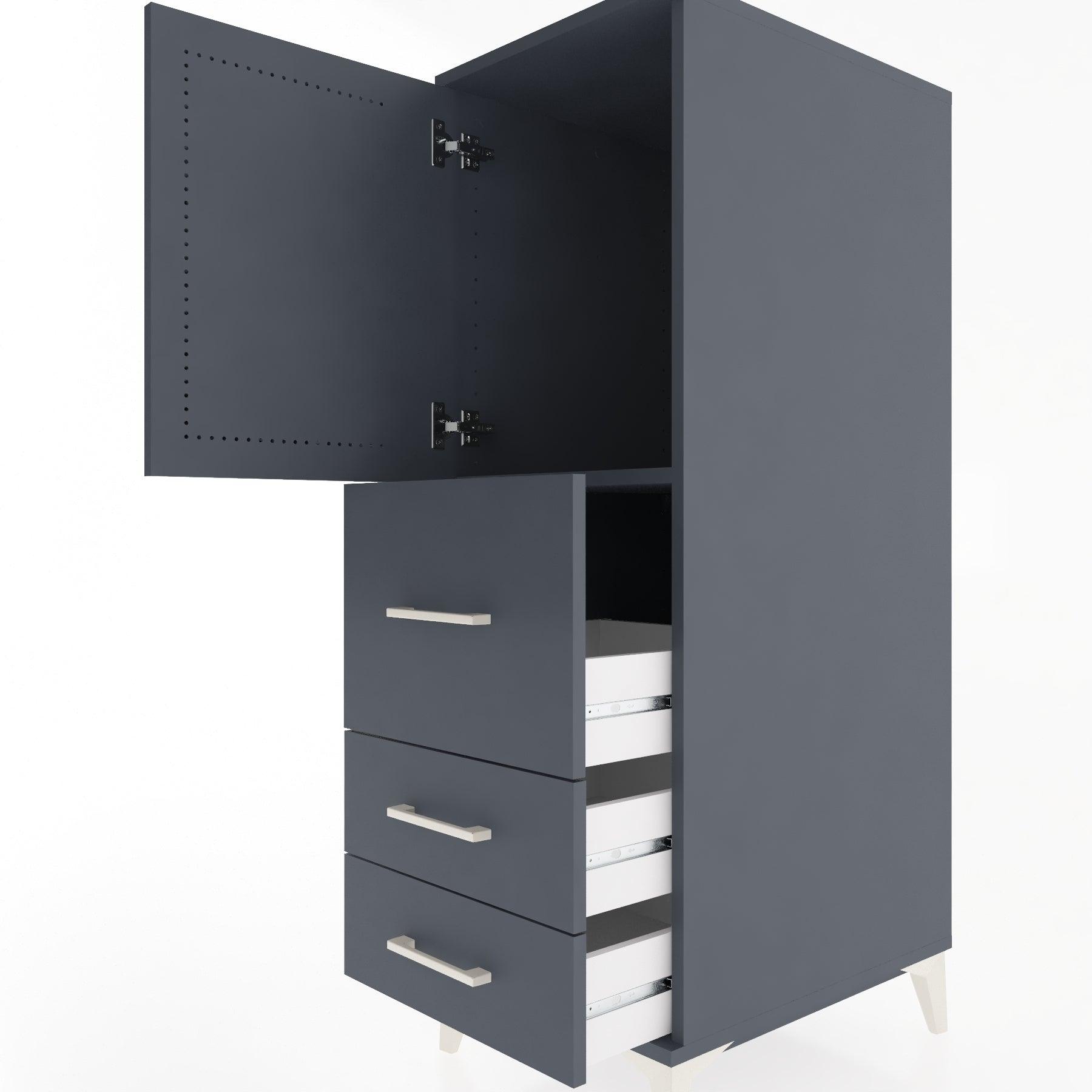 Woodntry Modular Cabinet Anthracite 44x30x122 cm with Doors and Drawers KC14-2