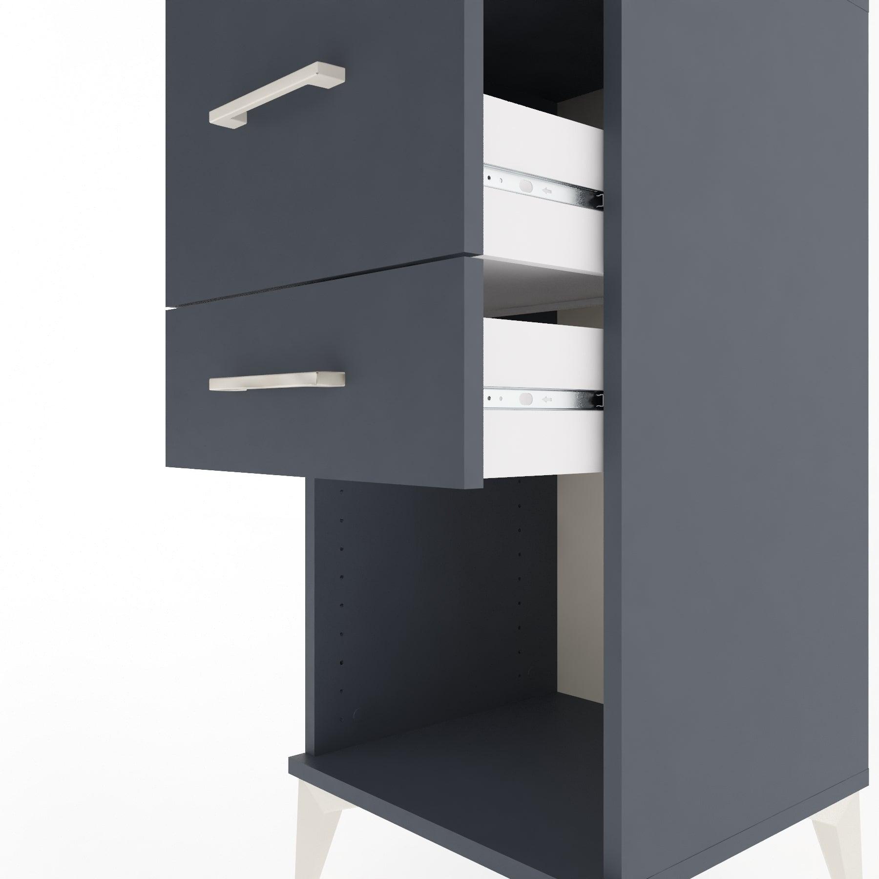 Woodntry Modular Nightstand Anthracite 44x44x84 cm with Drawers and Shelves CR14-2