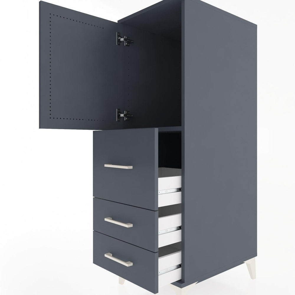 Woodntry Modüler Dolap Antrasit 44x59x122 cm Kapaklı ve Çekmeceli KC14-2