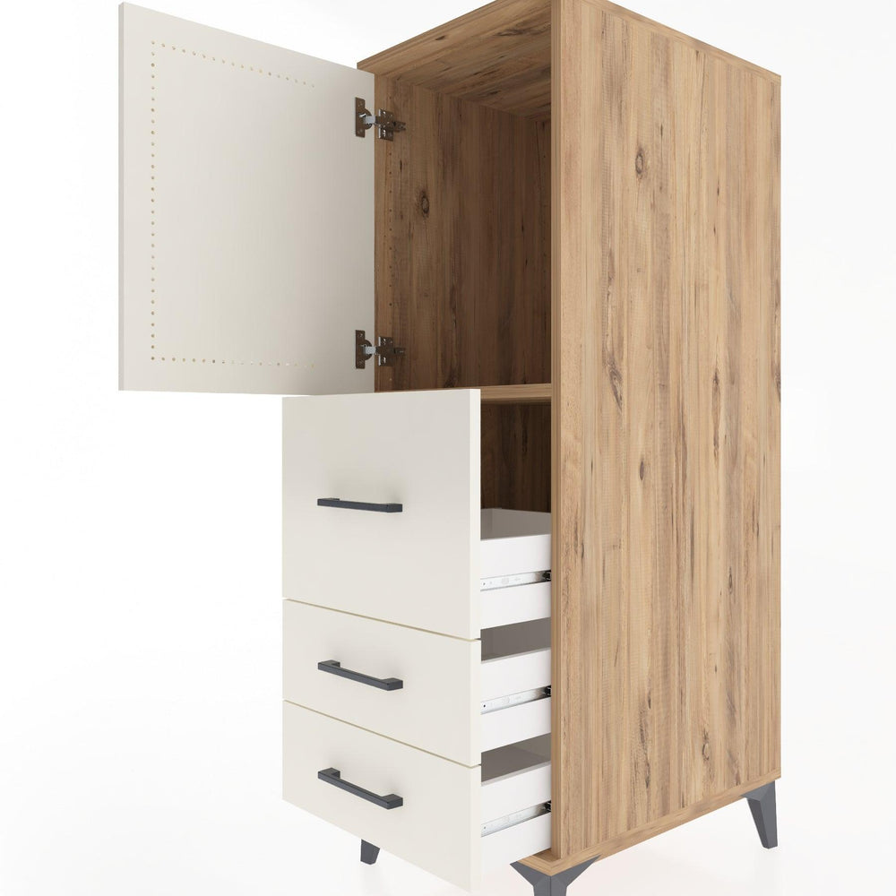 Woodntry Modular Cabinet Pine 44x30x122 cm with Doors and Drawers KC14-3