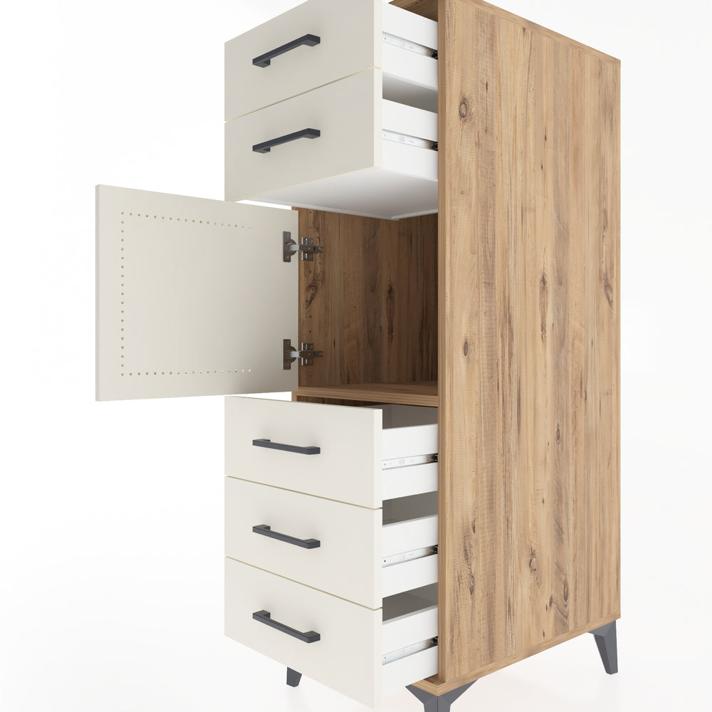 Woodntry Modular Cabinet Pine 44x59x122 cm with Doors and Drawers KC64-3