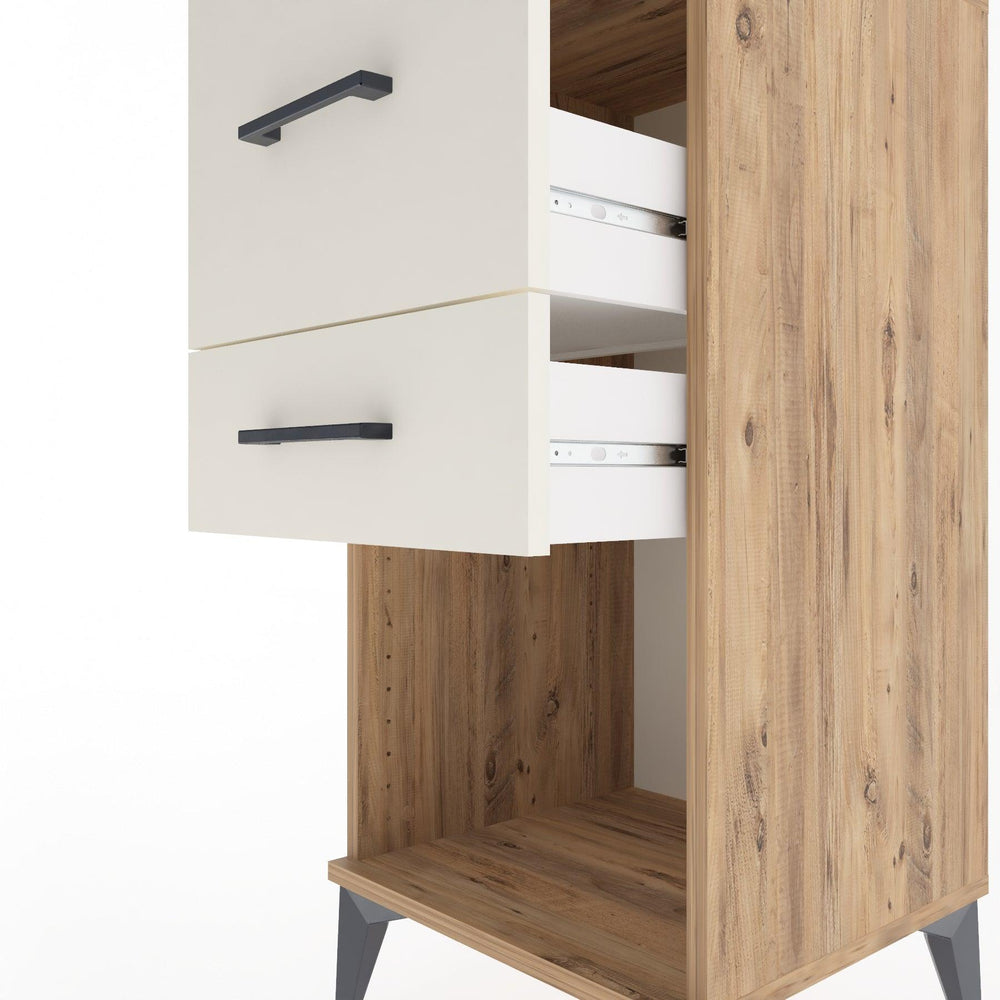Woodntry Modular Nightstand Pine 44x44x84 cm with Drawers and Shelves CR14-3