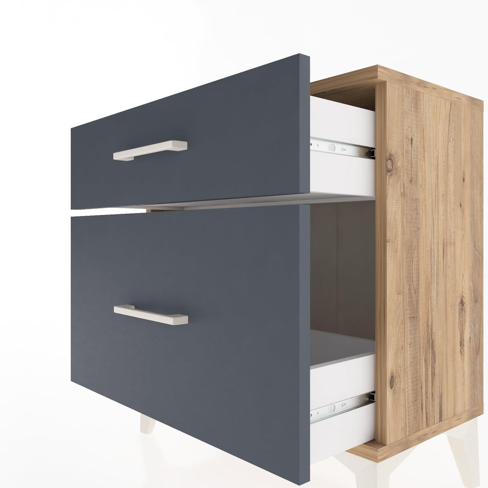 Woodntry Modular Nightstand Pine 60x30x52 cm with Drawers and Shelves CR14-3