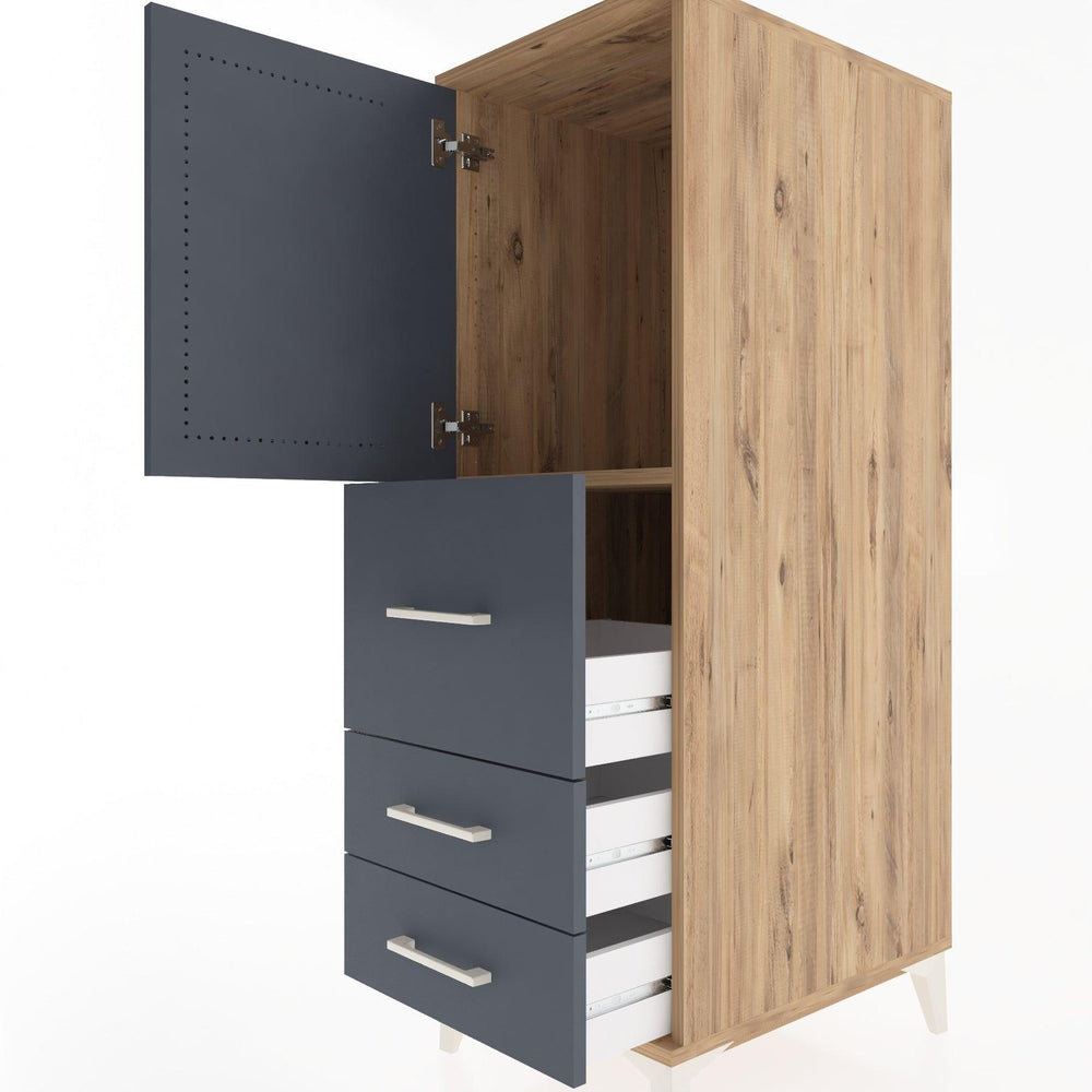 Woodntry Modular Cabinet Pine 44x30x122 cm with Doors and Drawers KC14-3