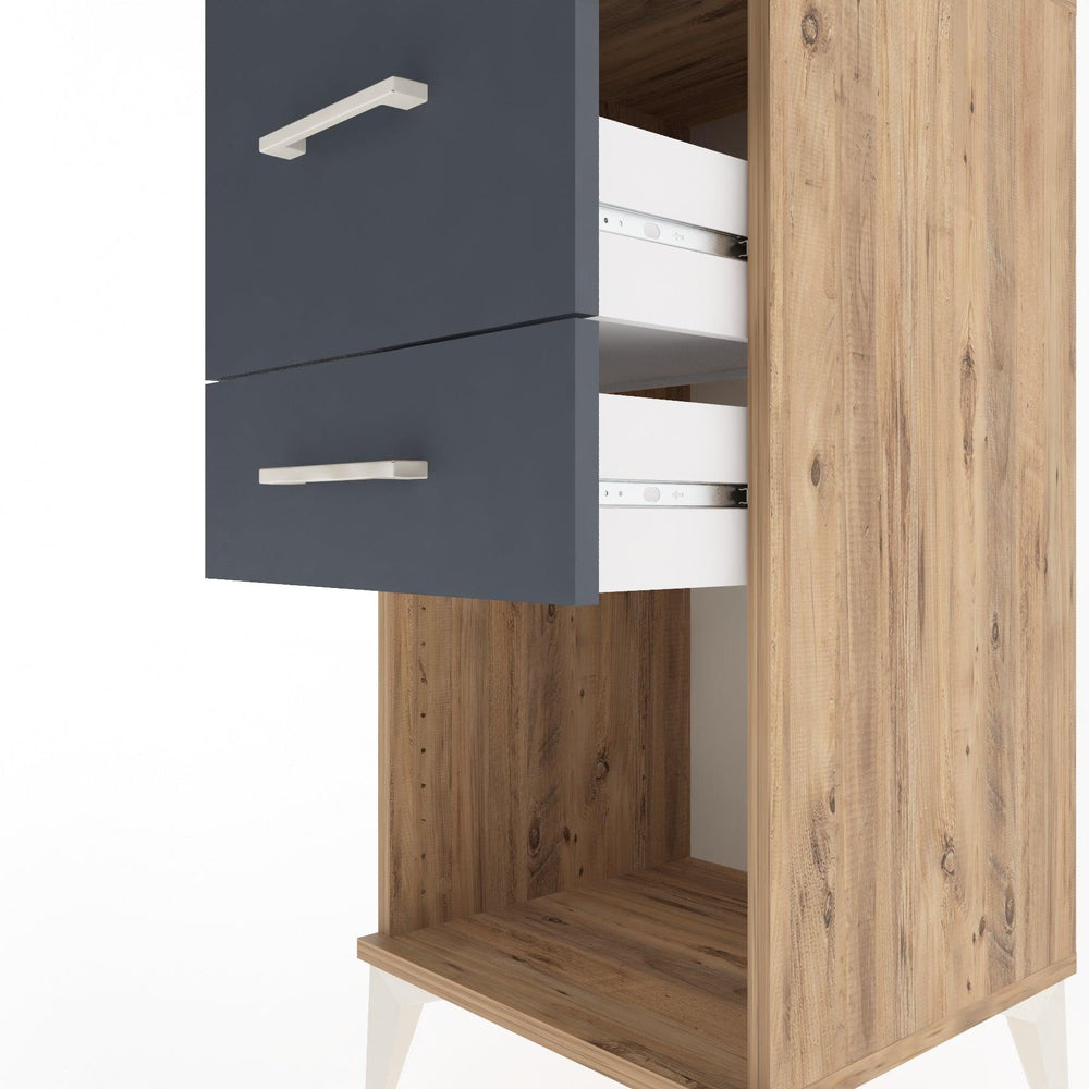 Woodntry Modular Nightstand Pine 44x44x84 cm with Drawers and Shelves CR14-3