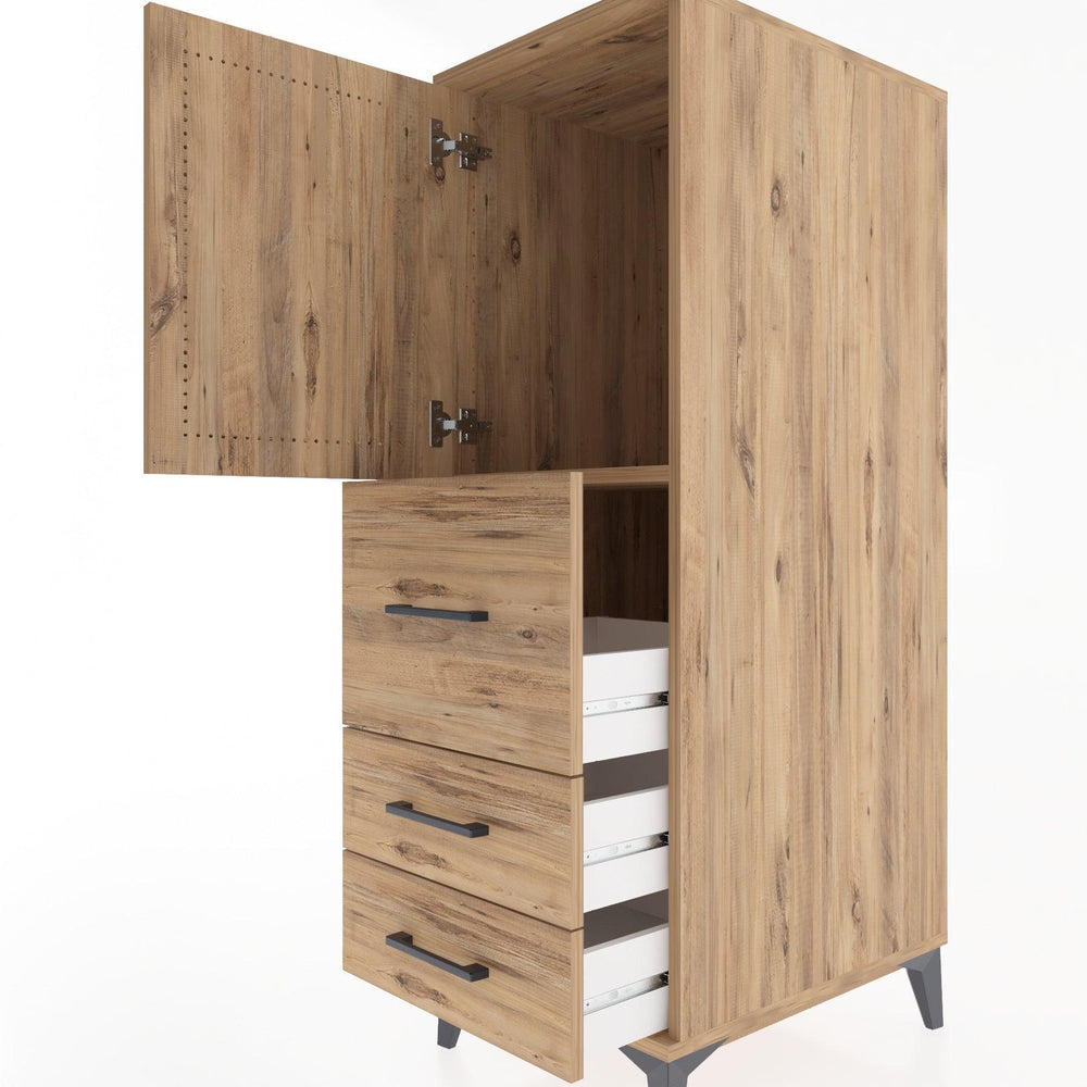 Woodntry Modular Cabinet Pine 44x30x122 cm with Doors and Drawers KC14-3