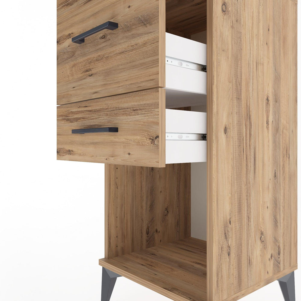 Woodntry Modular Nightstand Pine 44x44x84 cm with Drawers and Shelves CR14-3